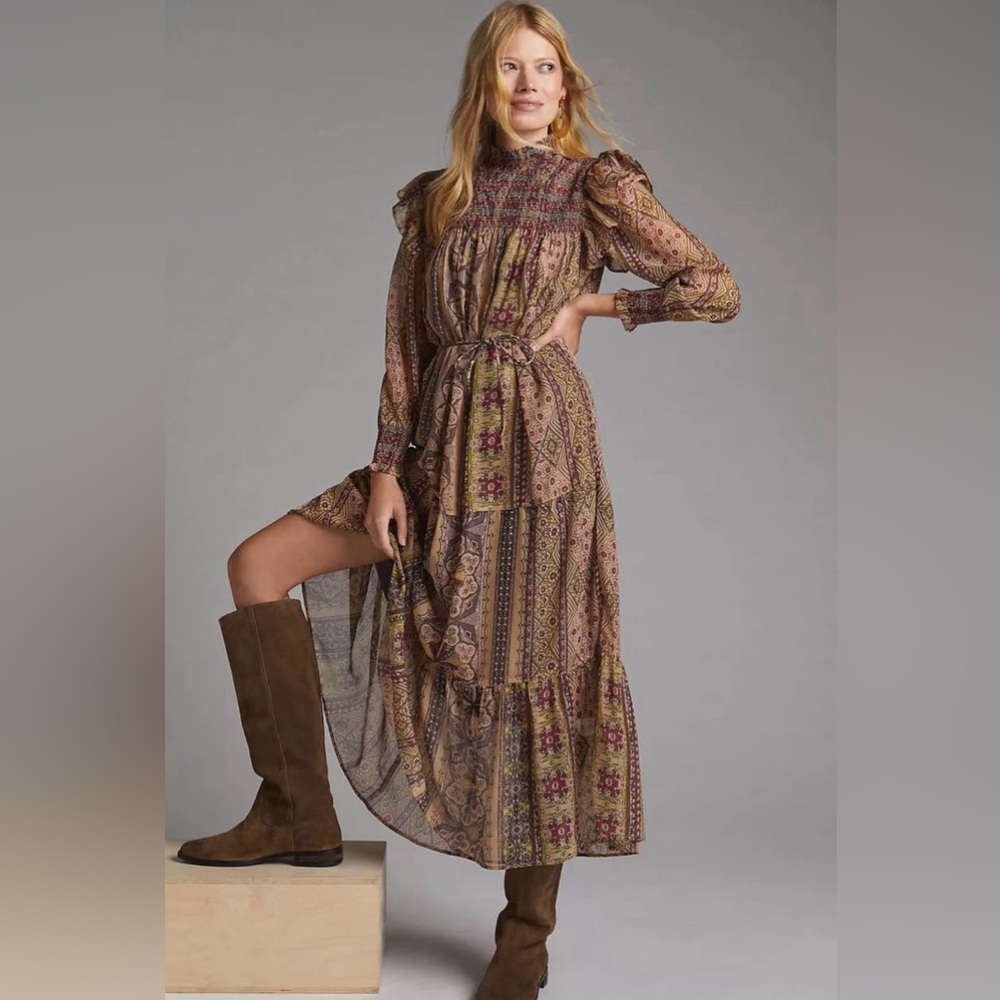 Anthropologie x Llani Smocked Maxi Dress size XL